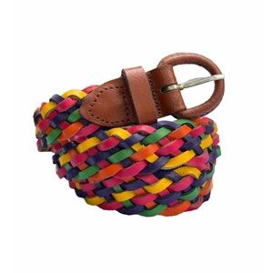 Braided Leather Belt Multi-Color Vintage 80’s/90’s
